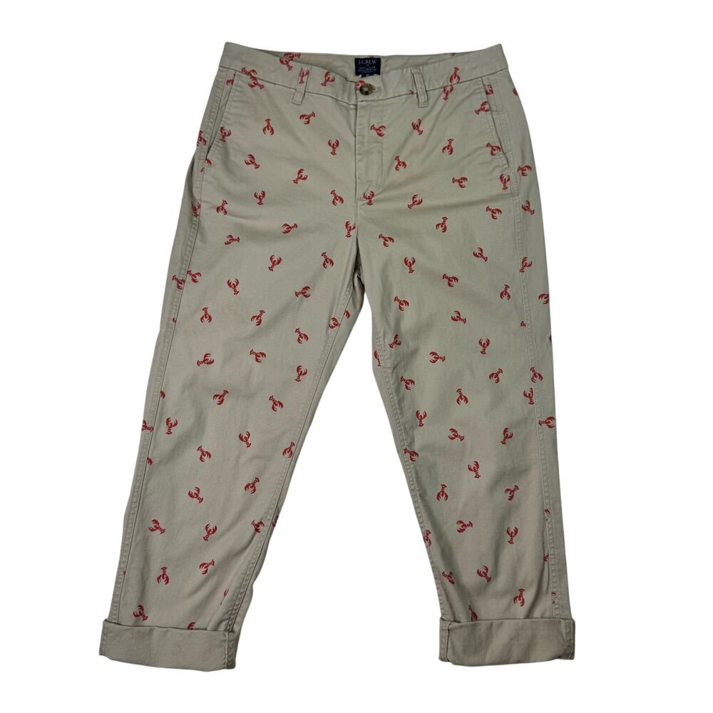 J Crew Lobster Print Pants Women's 8 Nautical Euro Summer Fisherman Nantucket - Picture 2 of 16